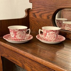 Burleigh Ware Victorian Chintz Pair of Cups & Saucers